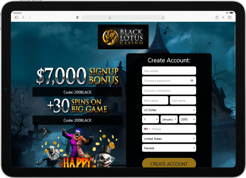 Black Lotus Casino Mobile iPad